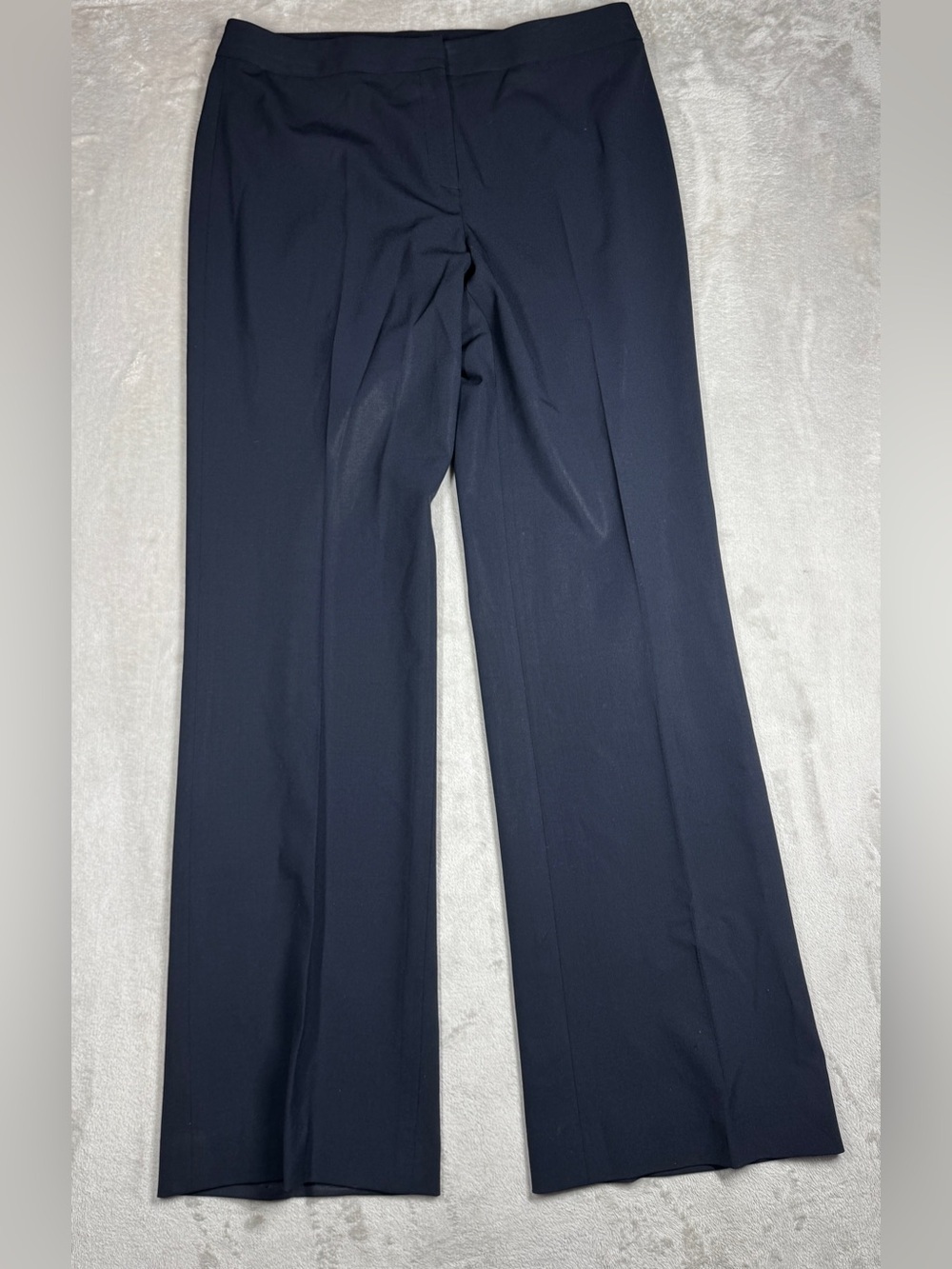 Lafayette 148 New York Wool Blend Navy Blue Straight Leg Trouser Pants Size 8